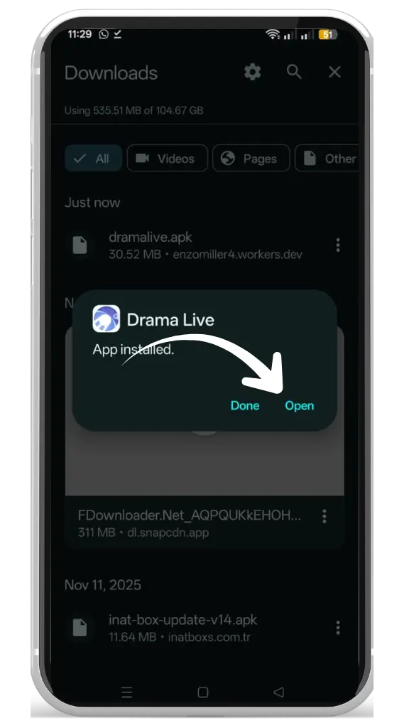 انقر على فتح