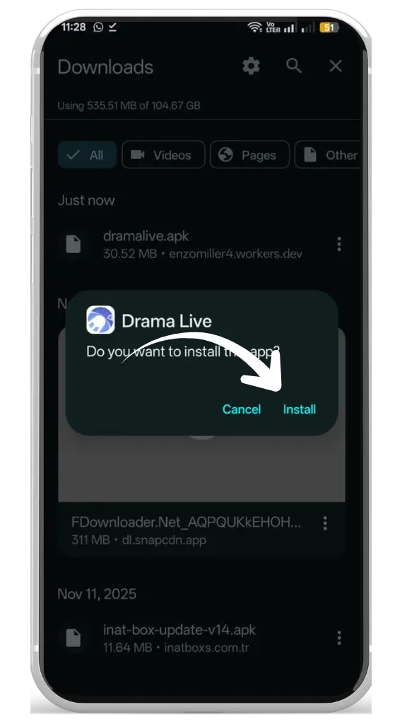 انقر فوق التثبيت