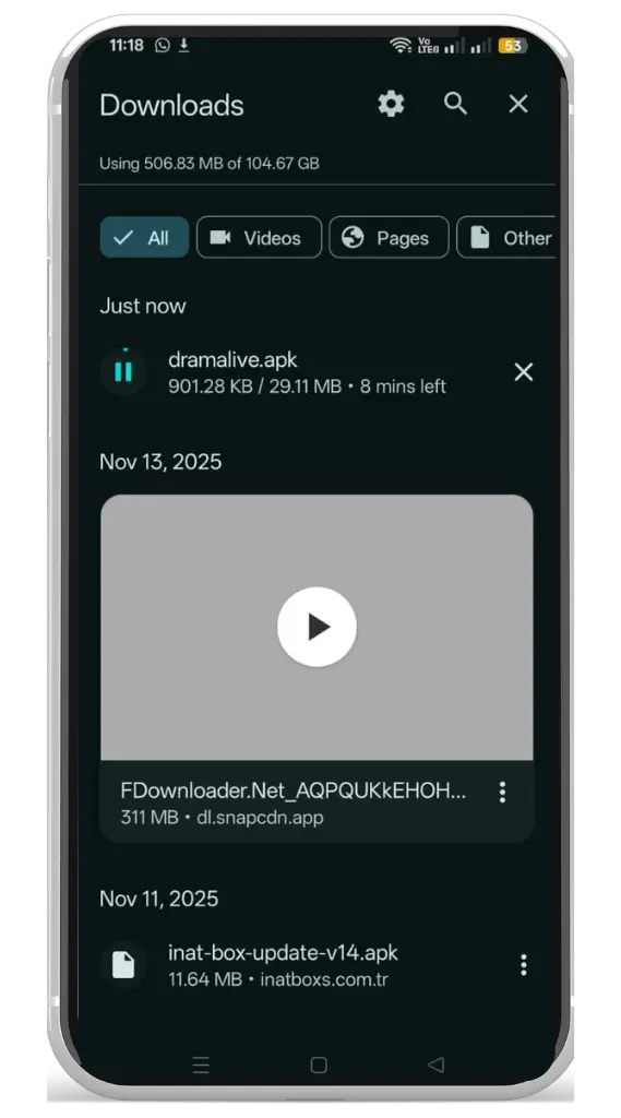عرض الملف في مجلد التنزيل